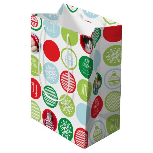 Sac Cadeau Moyen Points photos de Noël personnalisés (Dos Angle)