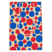 Sac Cadeau Moyen Points Rouge Et Bleu Sur Tan (Dos)