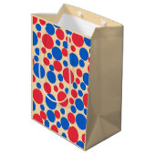 Sac Cadeau Moyen Points Rouge Et Bleu Sur Tan (Dos Angle)