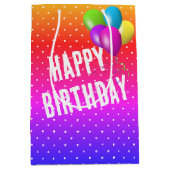 Sac Cadeau Moyen Pois Arc-en-ciel avec ballons d'anniversaire (Devant)