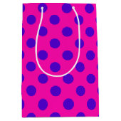 Sac Cadeau Moyen Pois bleus sur fuchsia (Devant)