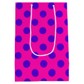 Sac Cadeau Moyen Pois bleus sur fuchsia (Dos)
