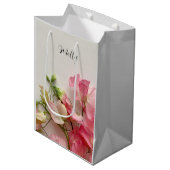 Sac Cadeau Moyen Pois doux rose frais (Devant Angle)