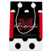 Sac Cadeau Moyen Pois et monogrammes noirs blancs et rouges (Dos)