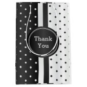 Sac Cadeau Moyen Pois noirs et blancs - Merci (Devant)