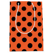 Sac Cadeau Moyen Pois noirs sur orange (Devant)