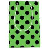 Sac Cadeau Moyen Pois noirs sur vert citron (Devant)