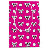 Sac Cadeau Moyen Pois roses et blancs chauds avec des vaches (Devant)