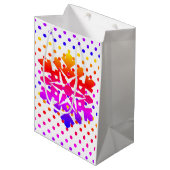 Sac Cadeau Moyen Pois roses, orange, violet, flocon bleu (Devant Angle)