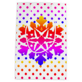 Sac Cadeau Moyen Pois roses, orange, violet, flocon bleu (Dos)