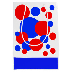Sac Cadeau Moyen Pois rouge, blanc et bleu