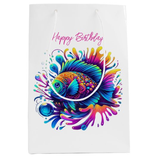 Sac Cadeau Moyen Poisson coloré- (Devant)