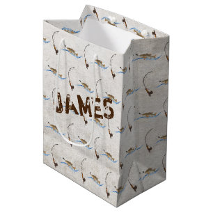 Sac Cadeau Moyen Poisson sur Poteau de pêche Vintage Sac-cadeau moy
