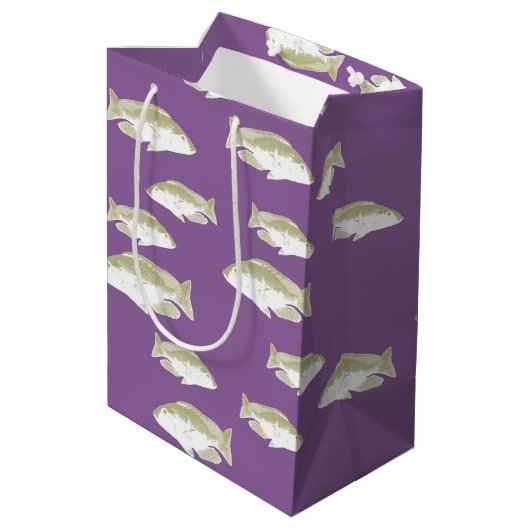Sac Cadeau Moyen Poisson sur violet (Dos Angle)