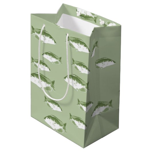 Sac Cadeau Moyen Poisson vert olive (Dos Angle)