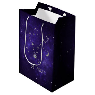 Sac Cadeau Moyen Poissons pourpres Zodiac   Horoscope d'astrologie 