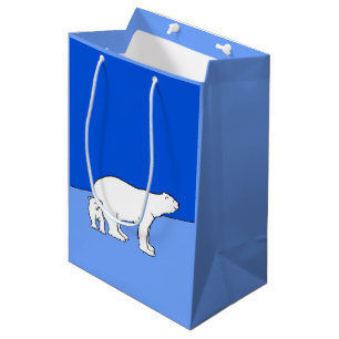 Sac Cadeau Moyen Polar Bear Mom and Cub Peinture - Wildlife Art