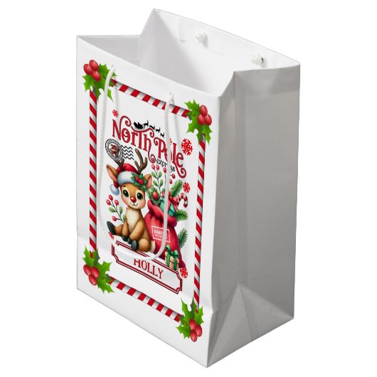Sac Cadeau Moyen Pôle Nord Personnalisé Express Reindeer (Devant Angle)