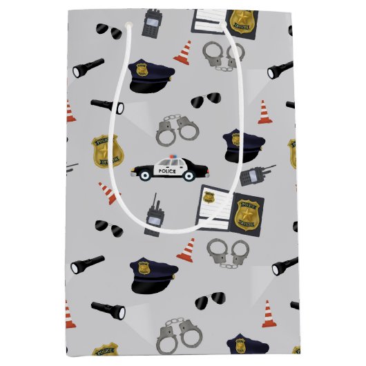 Sac Cadeau Moyen Police Themed Policeman Cop Pattern (Devant)
