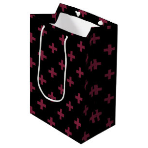 Sac Cadeau Moyen Polka de mûre croise sur le noir