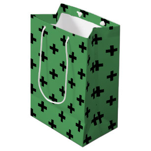 Sac Cadeau Moyen Polka noire croise sur vert