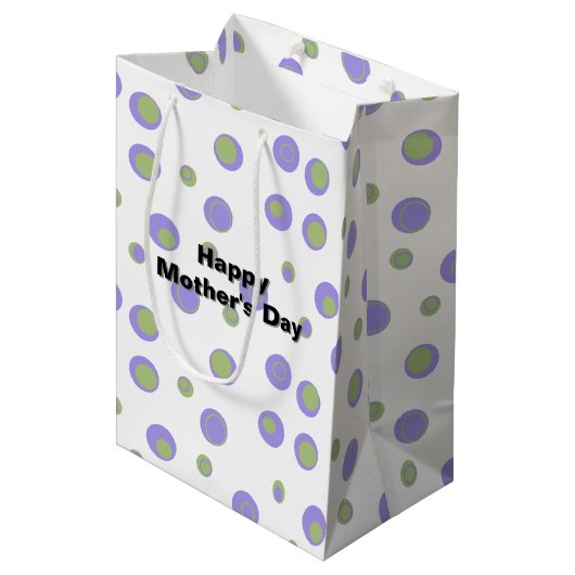 Sac Cadeau Moyen Polka vert violet point moderne (Devant Angle)