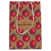 Sac Cadeau Moyen Pommes rouges sur le papier Brown (Devant)