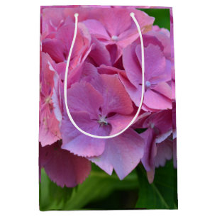 Sac Cadeau Moyen Pompée rose Hydrangea Hortensia Fleur