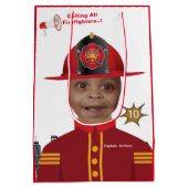 Sac Cadeau Moyen Pompiers garçons visage dans trou photo Anniversai (Dos)