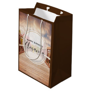 Sac Cadeau Moyen Pont rustique en bois dans le pays Anniversaire