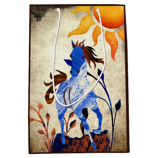 Sac Cadeau Moyen Pony sauvage avec Cheval du Soleil (Devant)