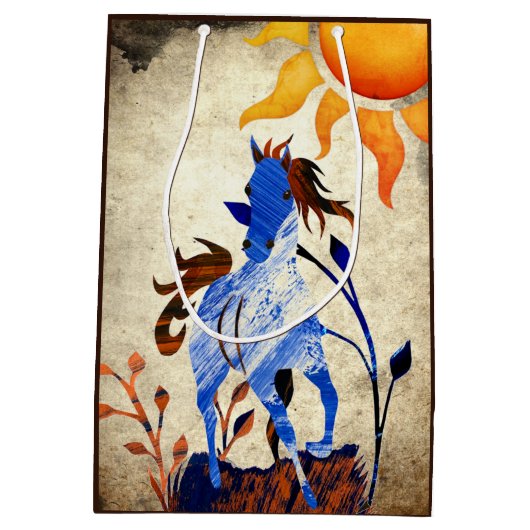 Sac Cadeau Moyen Pony sauvage avec Cheval du Soleil (Dos)