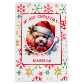 Sac Cadeau Moyen Poodé d'aquarelle doux à Santa Hat (Devant)