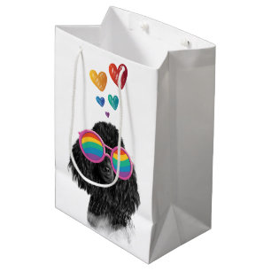 Sac Cadeau Moyen Poodle Dog with Hearts Saint-Valentin