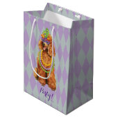 Sac Cadeau Moyen Poodle Mardi Gras (Devant Angle)