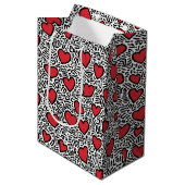 Sac Cadeau Moyen Pop Art Heart Motif (Devant Angle)