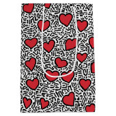 Sac Cadeau Moyen Pop Art Heart Motif (Dos)