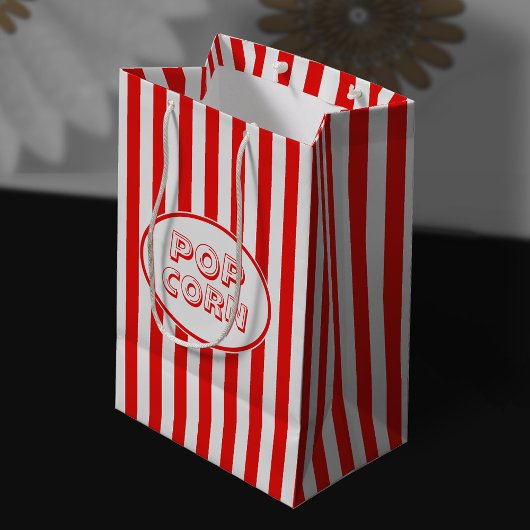 Sac Cadeau Moyen Popcorn À Thème Rouge Et Blanc