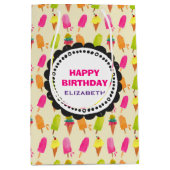Sac Cadeau Moyen Popsicles et crème glacée Motif Joyeux anniversair (Devant)