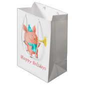 Sac Cadeau Moyen Porc mignon de vacances (Devant Angle)