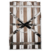 Sac Cadeau Moyen Porte de grange rustique multi-bois blanche et mar (Devant)