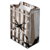 Sac Cadeau Moyen Porte de grange rustique multi-bois blanche et mar (Dos Angle)