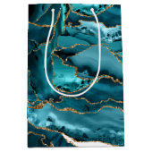 Sac Cadeau Moyen Porte de Parties scintillant Turquoise bleue et or (Devant)