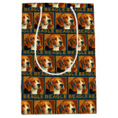 Sac Cadeau Moyen Portrait Beagle classique Style rétro (Devant)
