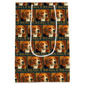 Sac Cadeau Moyen Portrait Beagle classique Style rétro (Dos)