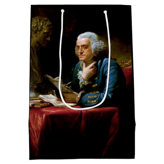 Sac Cadeau Moyen Portrait de pouce, Benjamin Franklin Père fondateu (Dos)