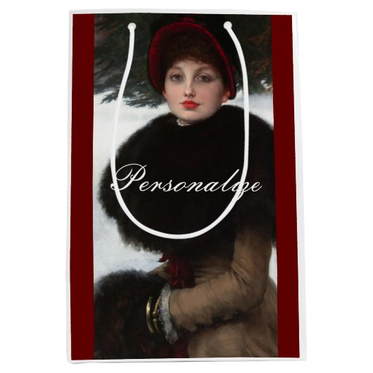 Sac Cadeau Moyen Portrait de scène hivernale femme victorienne vint (Devant)