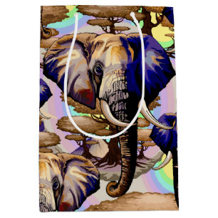 Sac Cadeau Moyen Portrait surréaliste de l'éléphant africain
