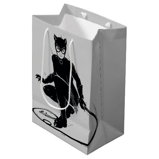 Sac Cadeau Moyen Pose à pinceau en encre Catwoman (Devant Angle)