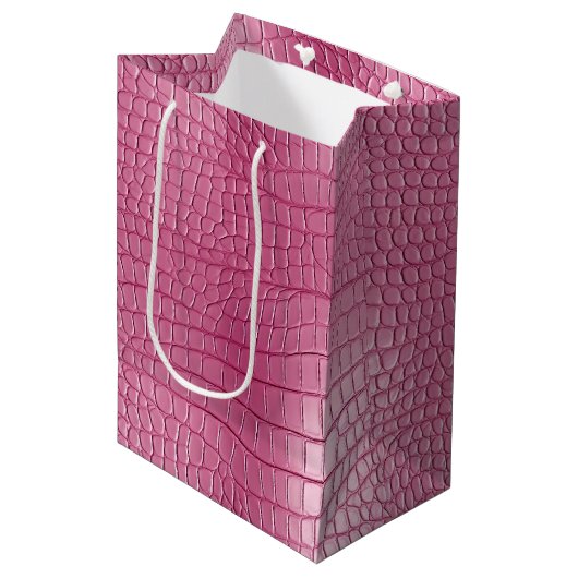 Sac Cadeau Moyen Poster de animal Alligator rose (Devant Angle)